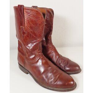 Vintage Lucchese Handmade Cherry / Brown Roper Boots Size 9.5 D L8500 *READ*
